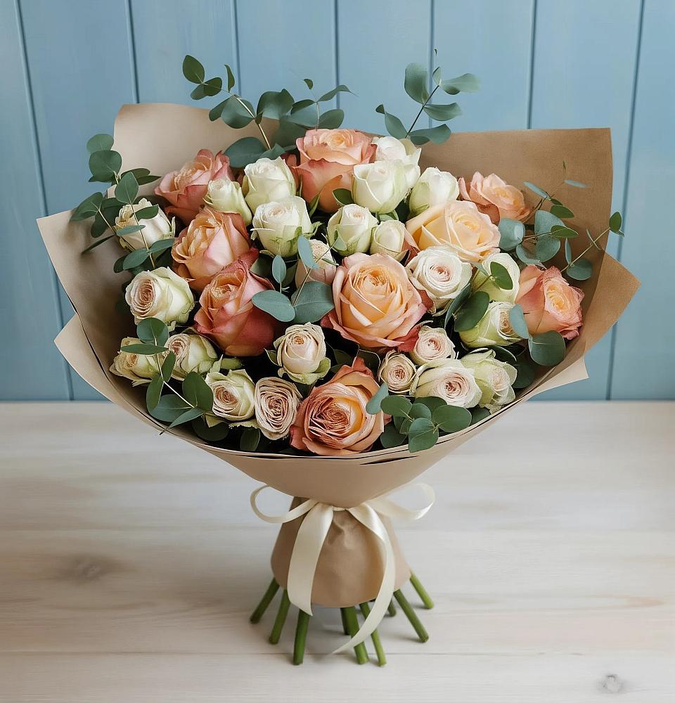 Букет цветов из: Альстромерии и Розы в Ивантеевке