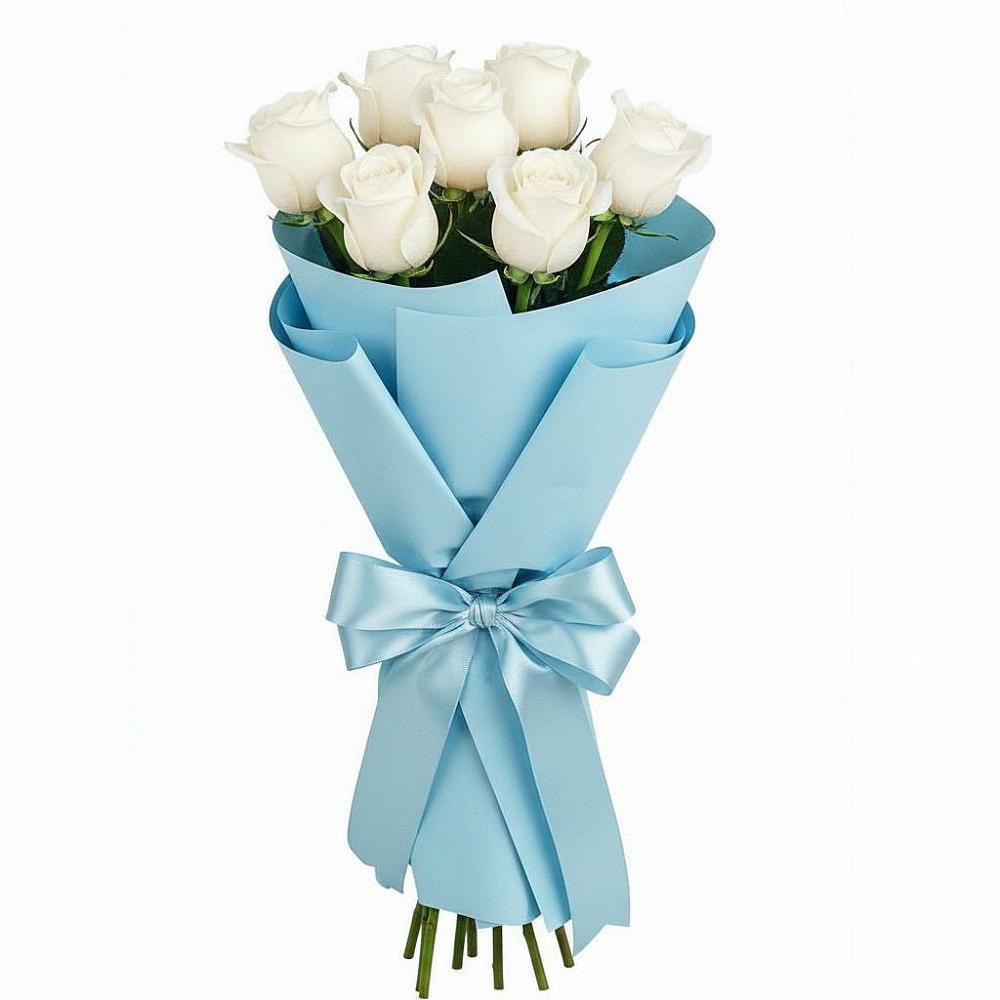 Букет 7 белых роз Проуд в Ивантеевке