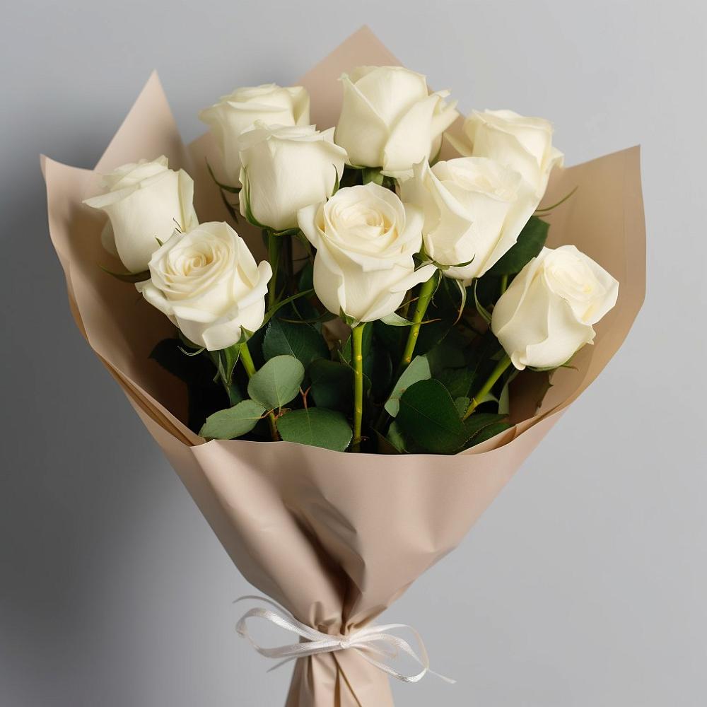 Букет 9 Белых роз Эдлесс Лав в Ивантеевке