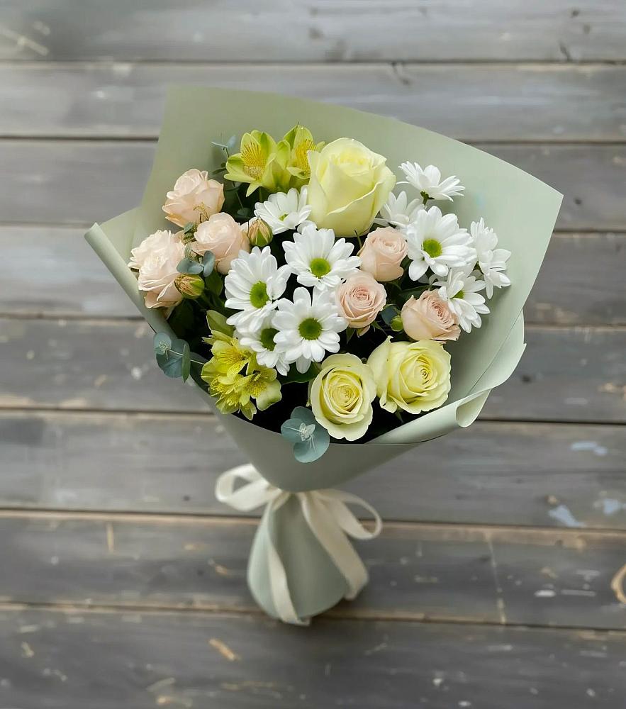 Букет цветов из: Альстромерии, Розы и Хризантемы в Ивантеевке