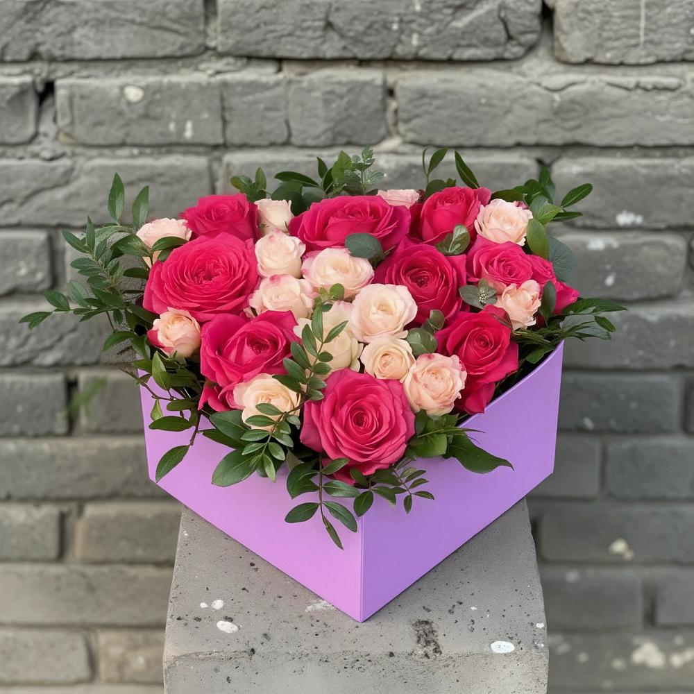 Цветочная композиция из Розы в коробке в Ивантеевке