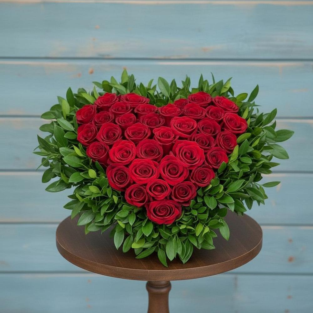 Цветочная композиция из Розы в виде сердца в Ивантеевке