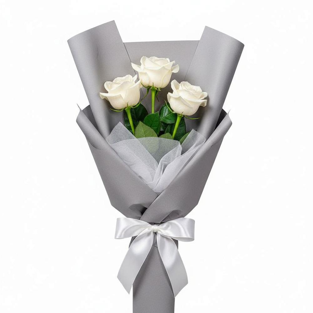 Букет 3 белые розы в Ивантеевке