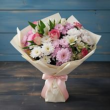 Букет цветов из:  Хризантемы, Альстромерии и Розы в Ивантеевке